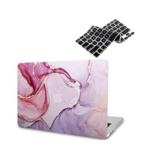 MacBook Air 13 Inch Pink & Purple Crystal Marbled Hard Case & Keyboard Protector - Picture 9 of 9